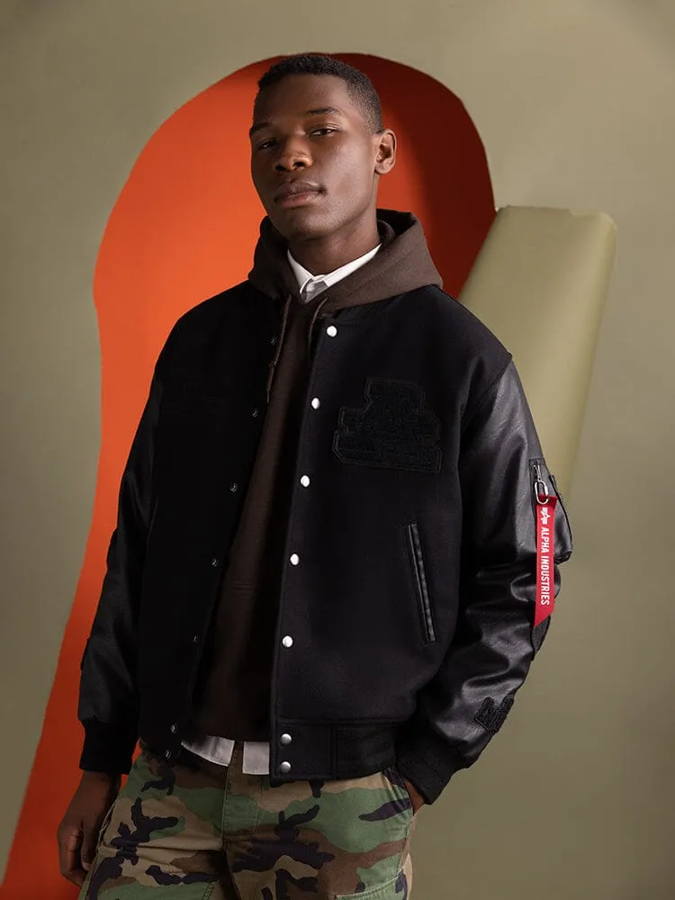 FAUX LEATHER MA-1 VARSITY BOMBER JACKET sold by Alpha Industries product image thumbnail 2