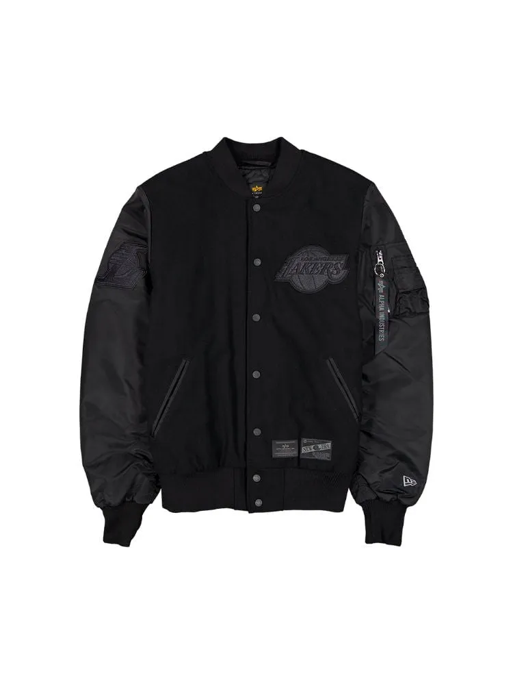 LOS ANGELES LAKERS X ALPHA X NEW ERA WOOL VARSITY MA-1 BOMBER JACKET sold by Alpha Industries