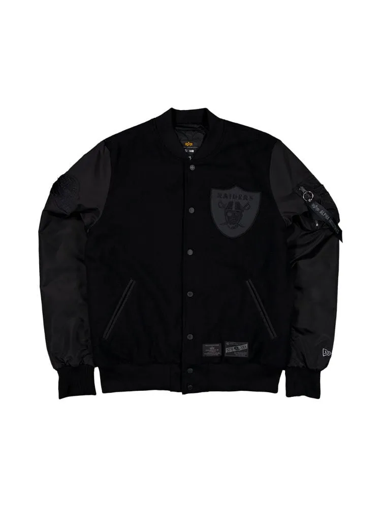 LAS VEGAS RAIDERS X ALPHA X NEW ERA WOOL VARSITY MA-1 BOMBER JACKET sold by Alpha Industries