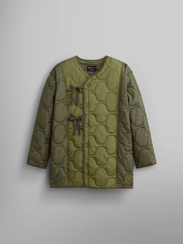 WOMEN'S MIXED MEDIA QUILTED LONG LINER - OG-107 GREEN sold by Alpha Industries