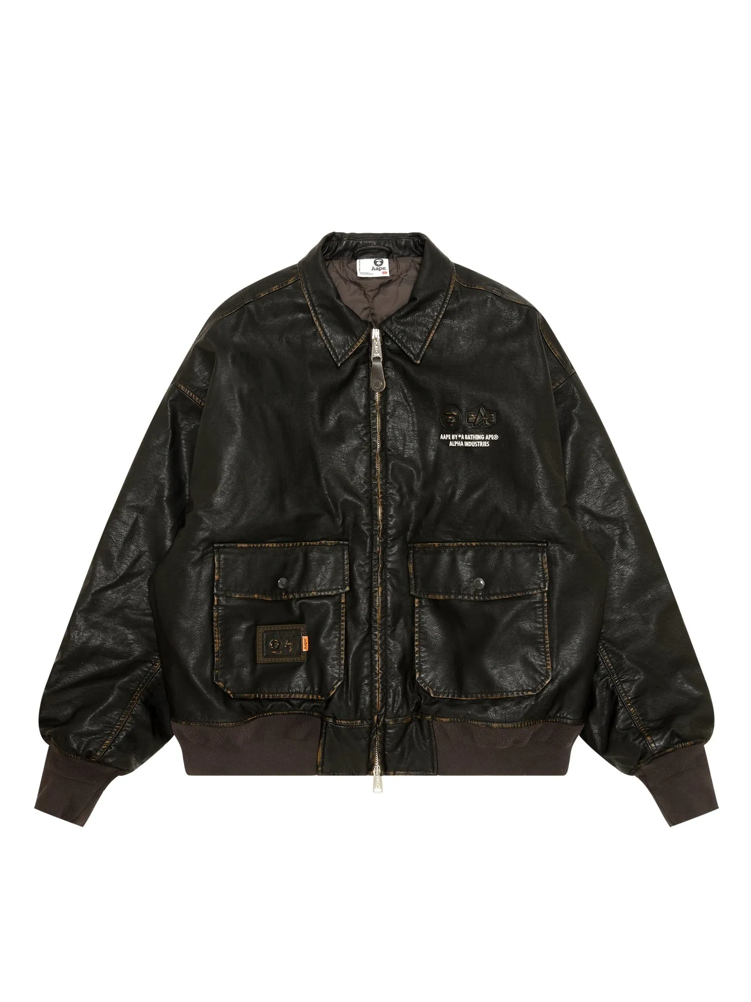 AAPE X ALPHA PU LEATHER QUILTED JACKET sold by Alpha Industries