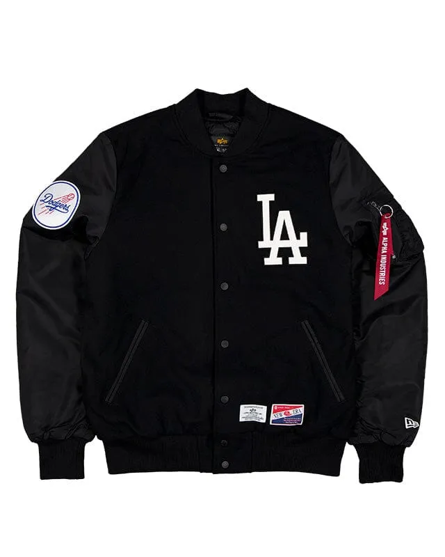 LOS ANGELES DODGERS X ALPHA X NEW ERA WOOL VARSITY MA-1 BOMBER JACKET sold by Alpha Industries