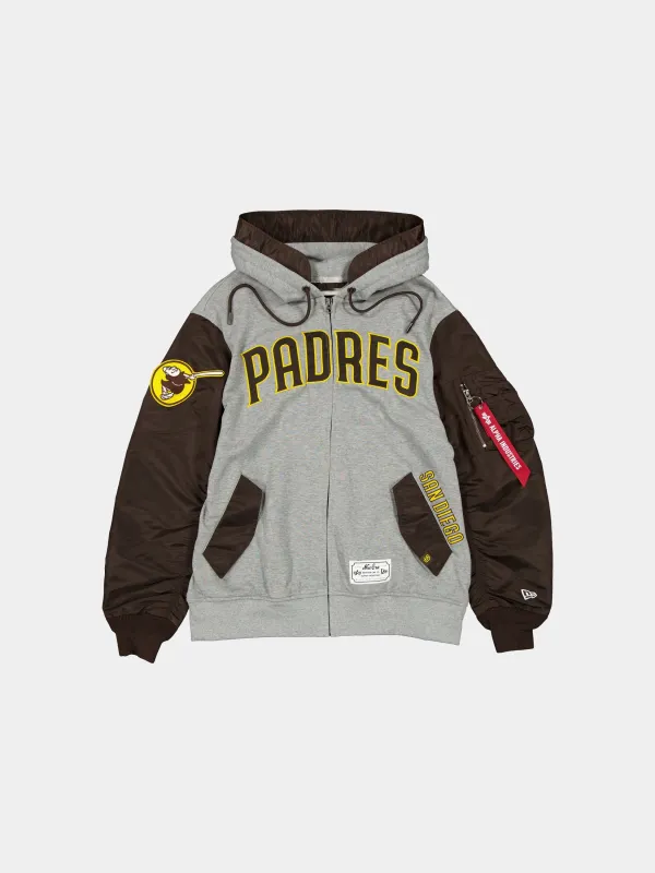 SAN DIEGO PADRES X ALPHA X NEW ERA MA-1 ZIP UP HOODIE sold by Alpha Industries
