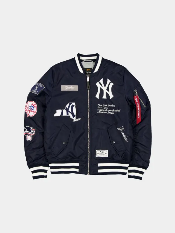 NEW YORK YANKEES X ALPHA X NEW ERA MA-1 BOMBER JACKET (NAVY) sold by Alpha Industries