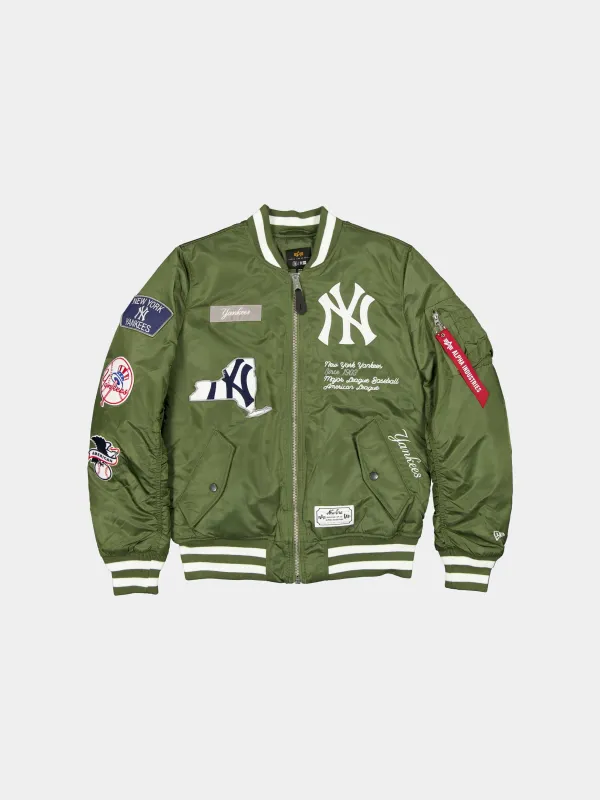 NEW YORK YANKEES X ALPHA X NEW ERA MA-1 BOMBER JACKET (OLIVE) sold by Alpha Industries