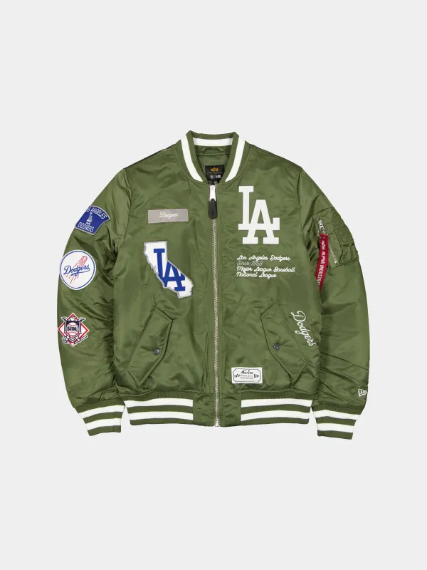 LOS ANGELES DODGERS X ALPHA X NEW ERA MA-1 BOMBER JACKET (OLIVE) sold by Alpha Industries
