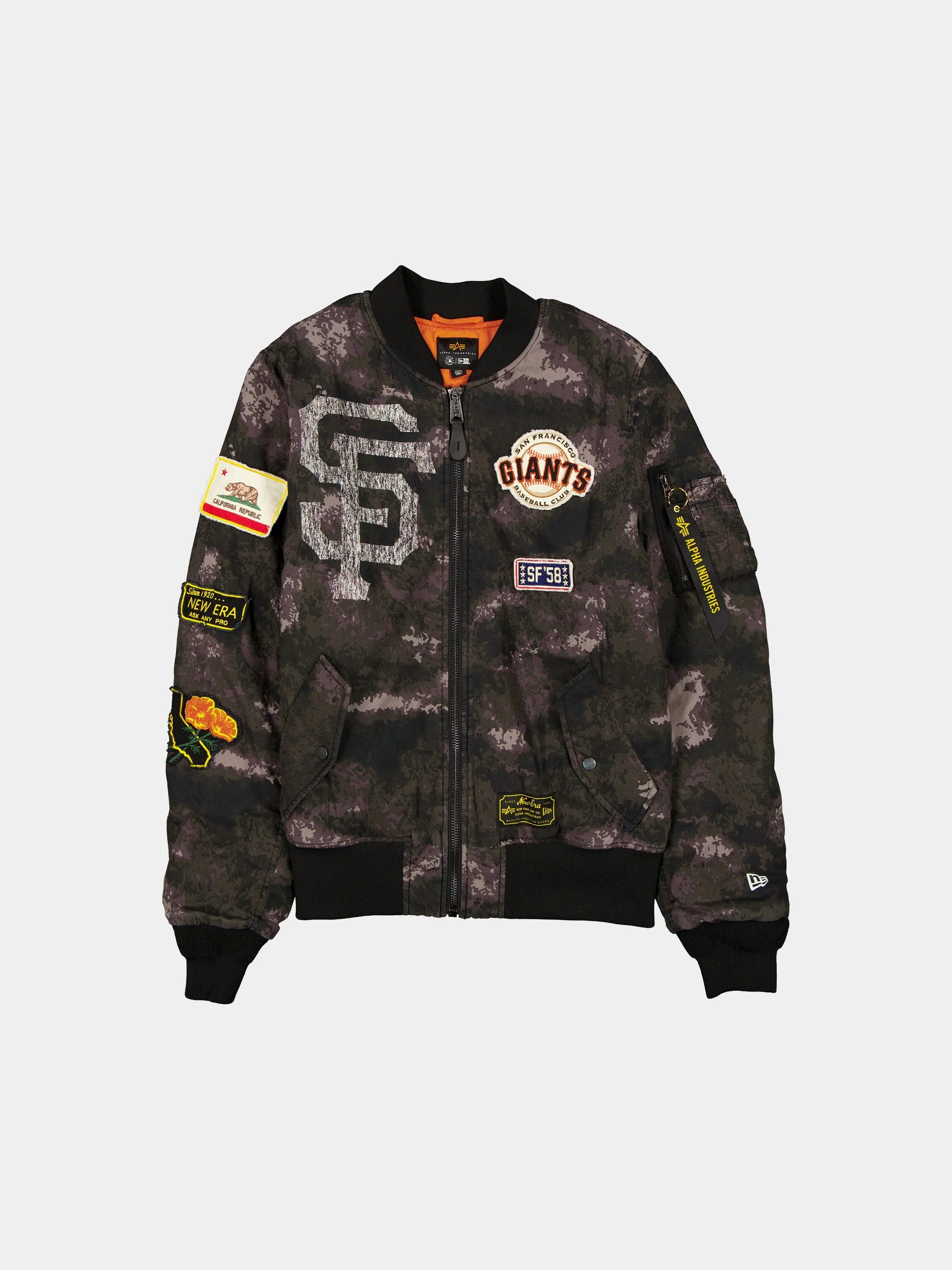 SAN FRANCISCO GIANTS X ALPHA X NEW ERA MA-1 BOMBER JACKET (BLACK CAMO) sold by Alpha Industries