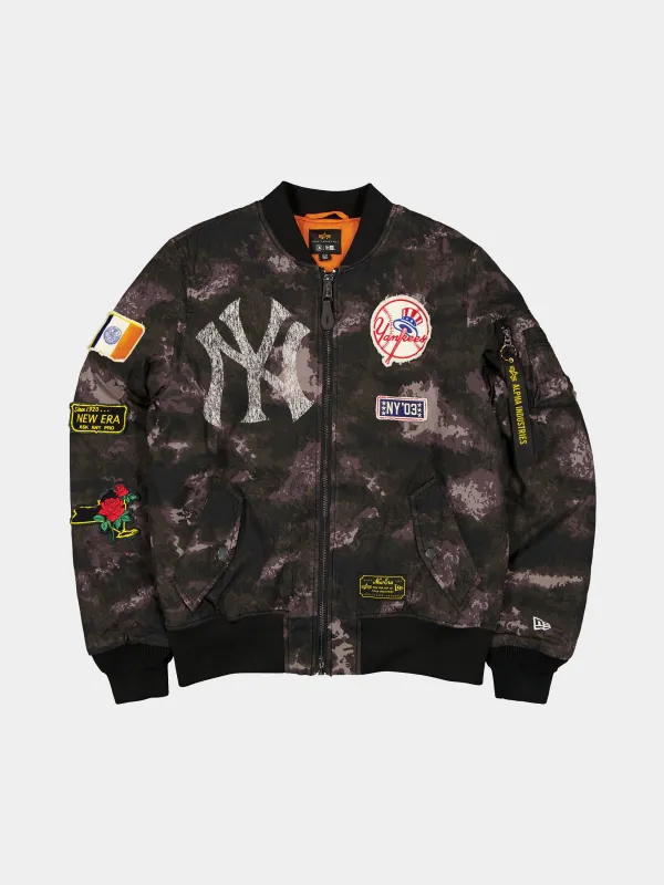 NEW YORK YANKEES X ALPHA X NEW ERA MA-1 BOMBER JACKET (BLACK CAMO) sold by Alpha Industries