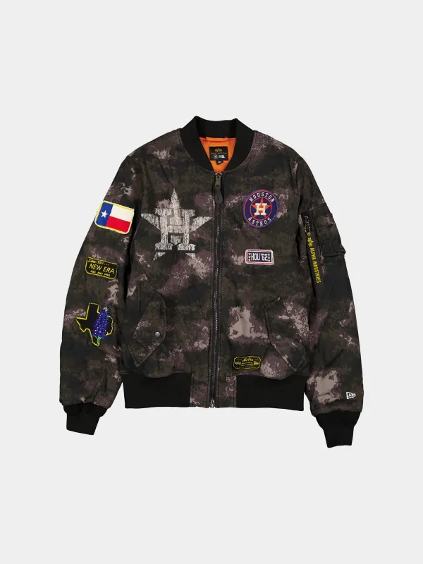 HOUSTON ASTROS X ALPHA X NEW ERA MA-1 BOMBER JACKET (BLACK CAMO) sold by Alpha Industries
