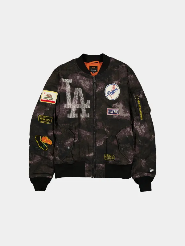 LOS ANGELES DODGERS X ALPHA X NEW ERA MA-1 BOMBER JACKET (BLACK CAMO) sold by Alpha Industries