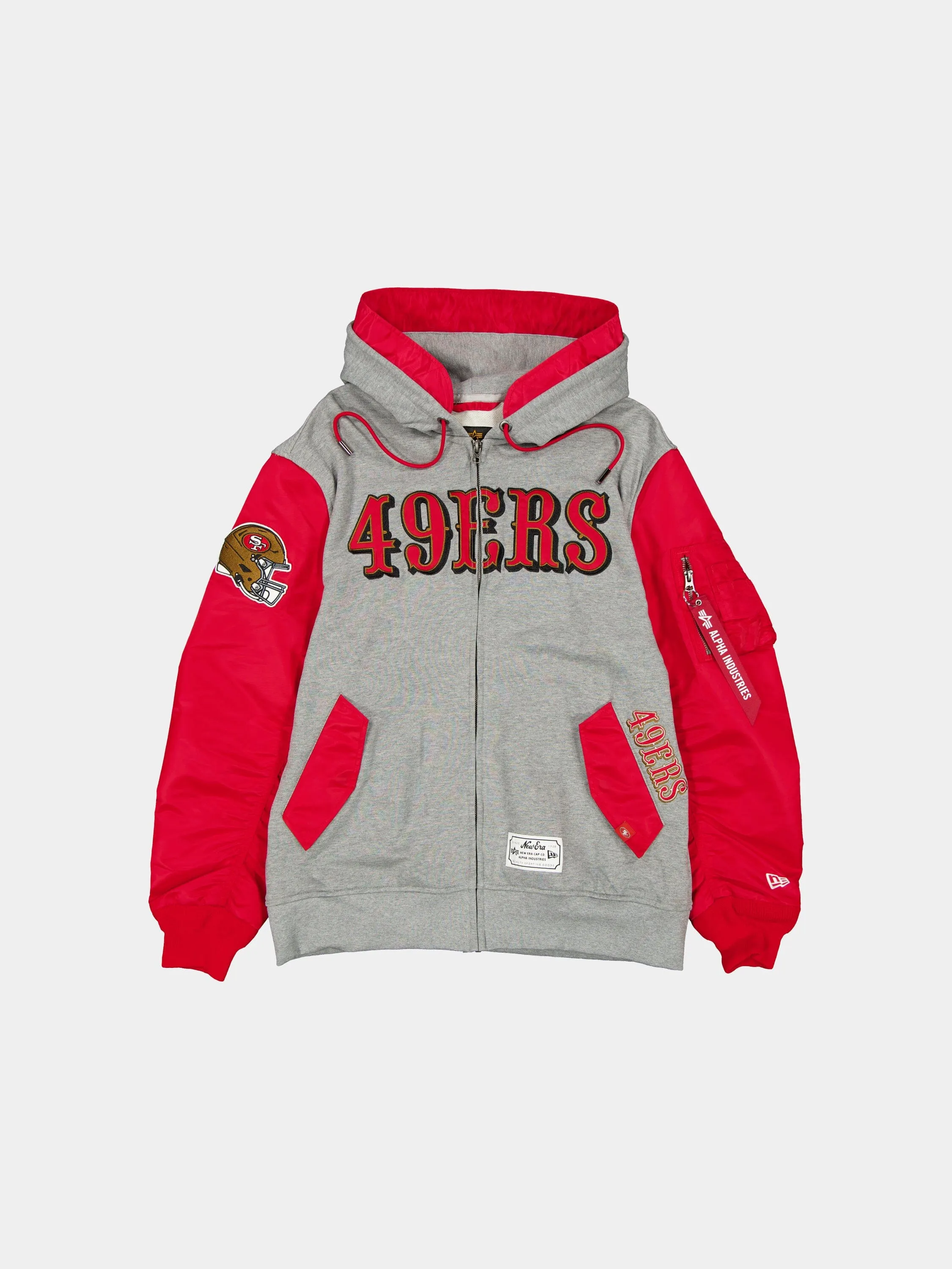 SAN FRANCISCO 49ERS X ALPHA X NEW ERA MA-1 ZIP UP HOODIE sold by Alpha Industries