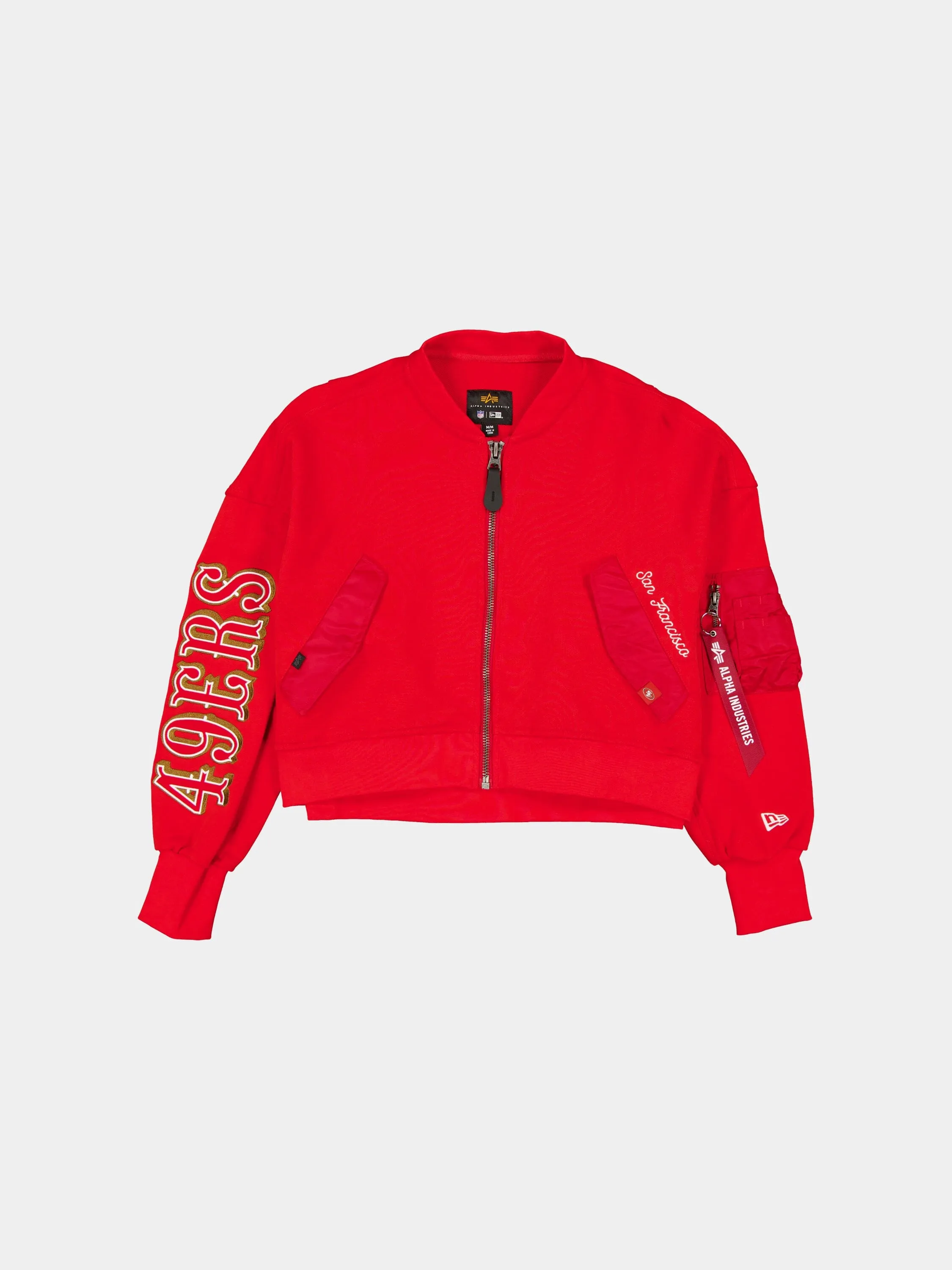 SAN FRANCISCO 49ERS X ALPHA X NEW ERA L-2B FRENCH TERRY JACKET WOMENS sold by Alpha Industries