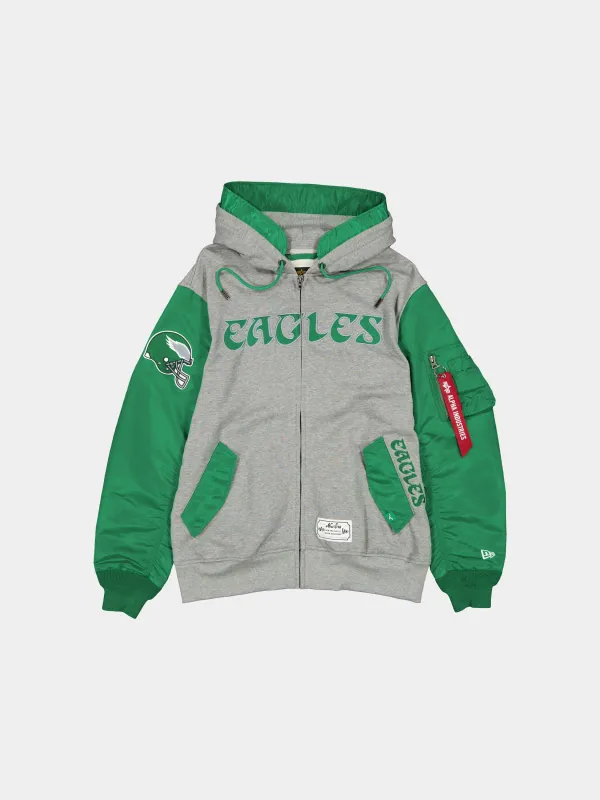 PHILADELPHIA EAGLES X ALPHA X NEW ERA MA-1 ZIP UP HOODIE sold by Alpha Industries