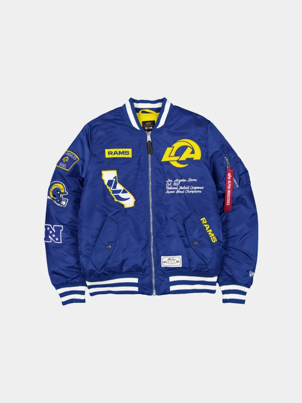 LOS ANGELES RAMS X ALPHA X NEW ERA MA-1 BOMBER JACKET sold by Alpha Industries
