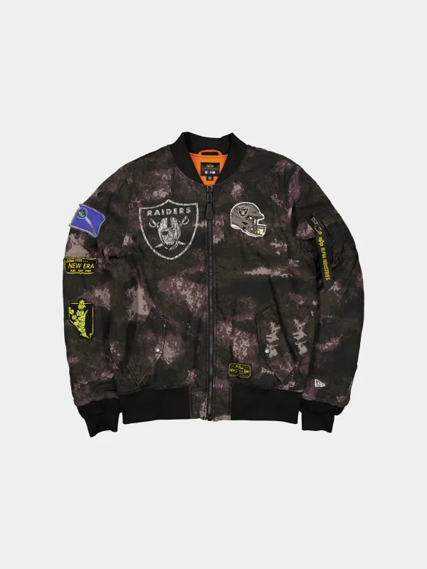 LAS VEGAS RAIDERS X ALPHA X NEW ERA MA-1 BOMBER JACKET (BLACK CAMO) sold by Alpha Industries