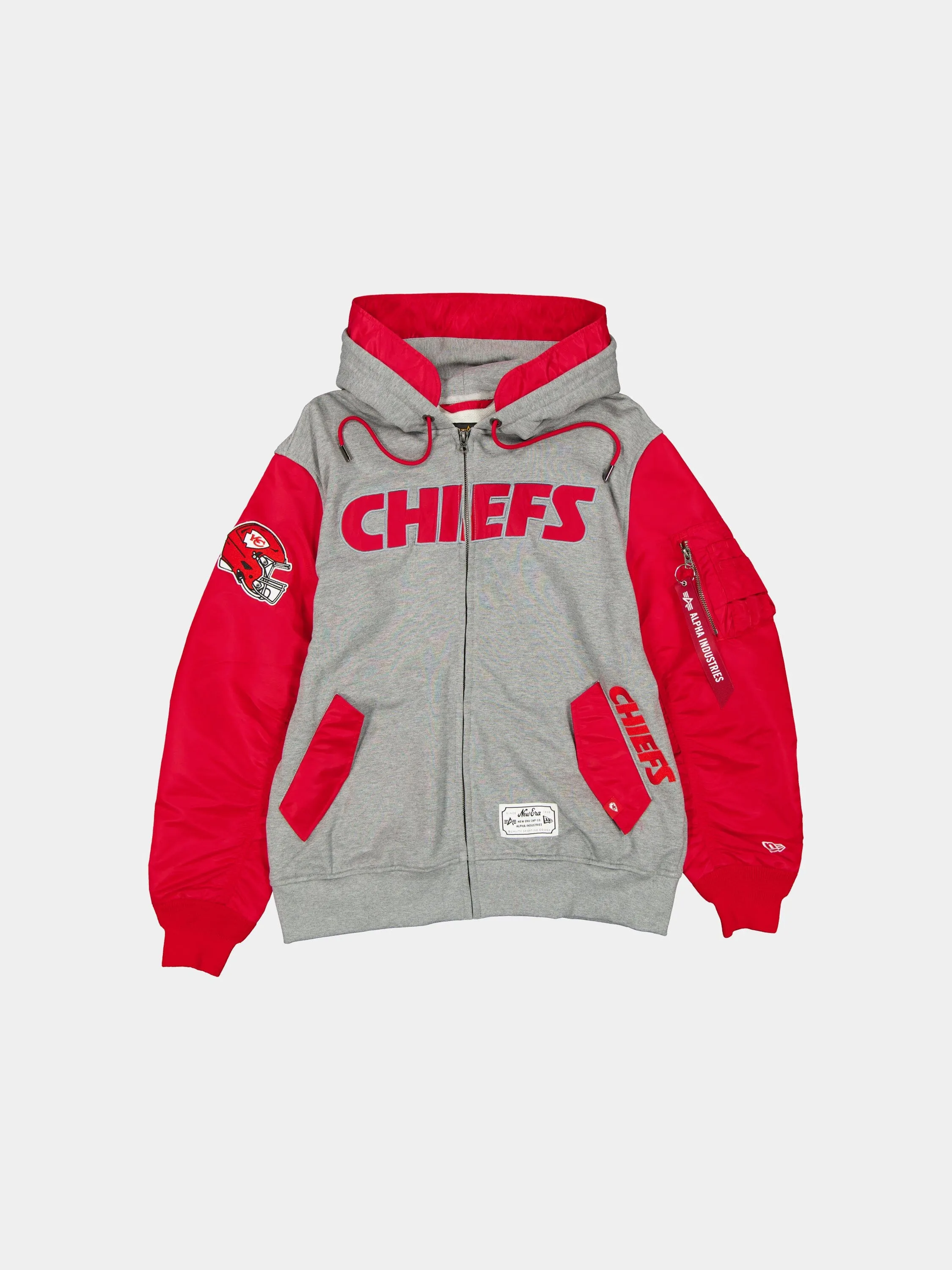 KANSAS CITY CHIEFS X ALPHA X NEW ERA MA-1 ZIP UP HOODIE sold by Alpha Industries