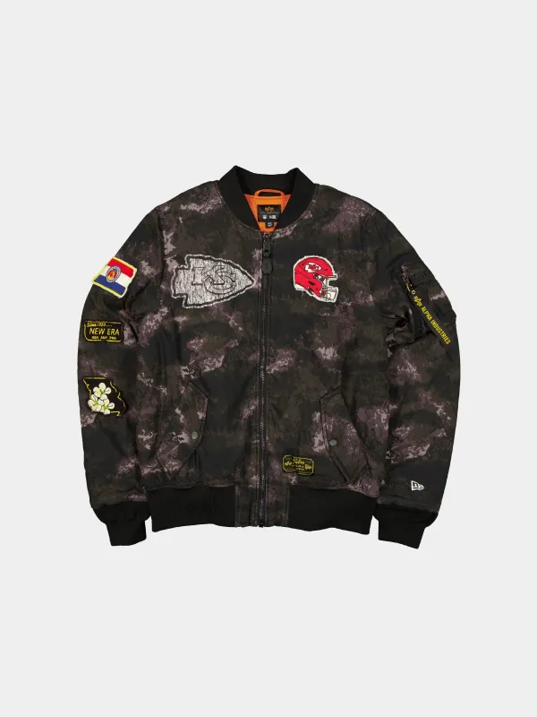 KANSAS CITY CHIEFS X ALPHA X NEW ERA MA-1 BOMBER JACKET (BLACK CAMO) sold by Alpha Industries