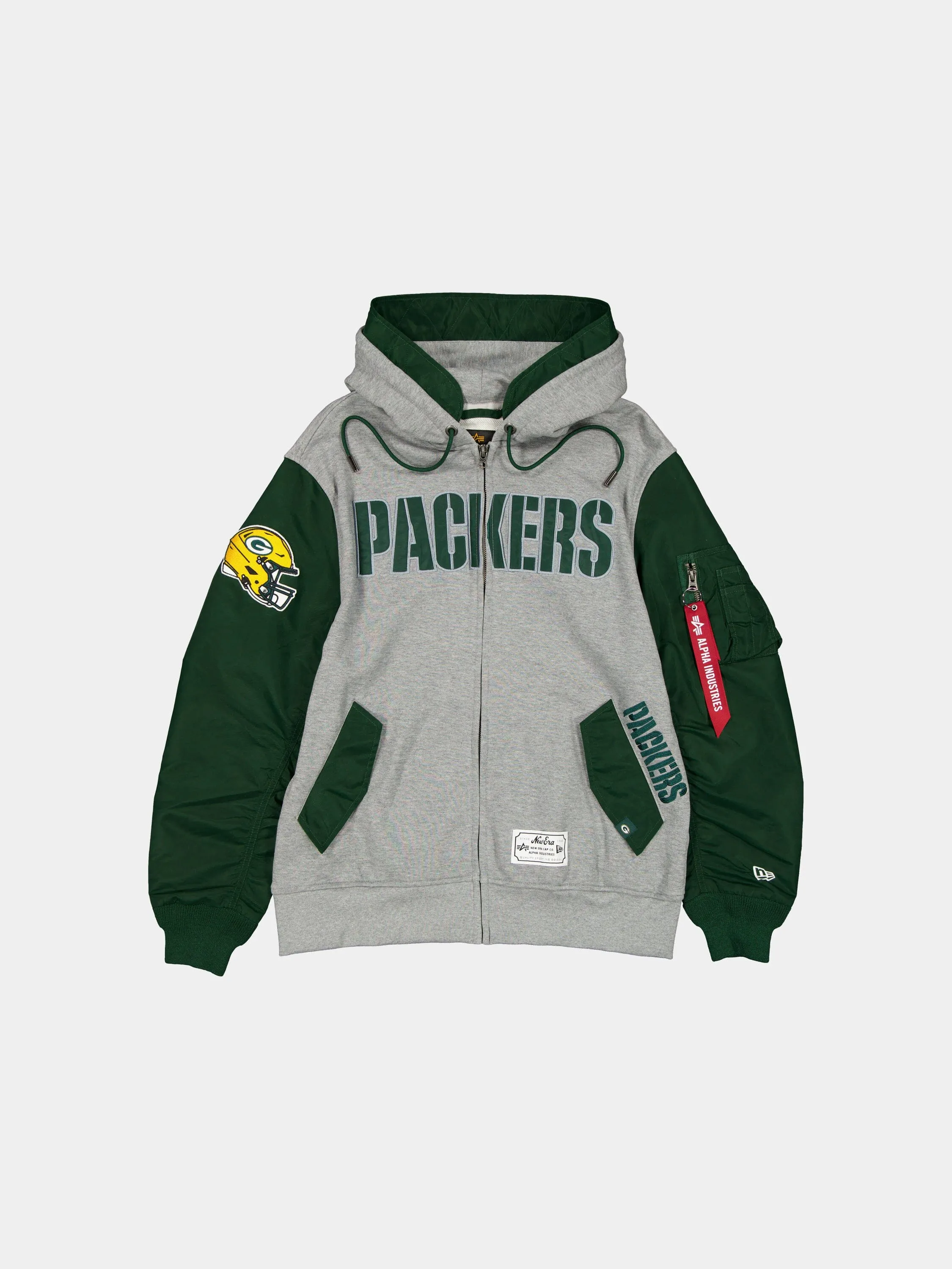 GREEN BAY PACKERS X ALPHA X NEW ERA MA-1 ZIP UP HOODIE sold by Alpha Industries