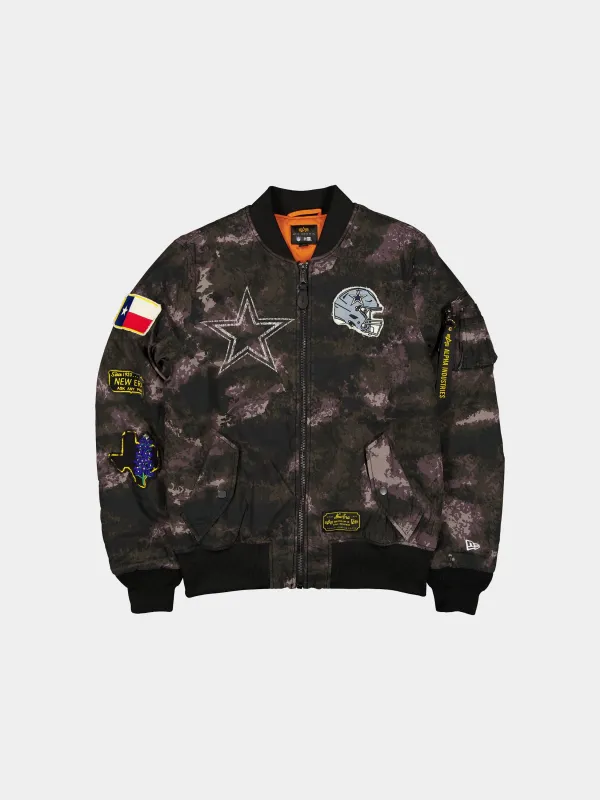 DALLAS COWBOYS X ALPHA X NEW ERA MA-1 BOMBER JACKET (BLACK CAMO) sold by Alpha Industries