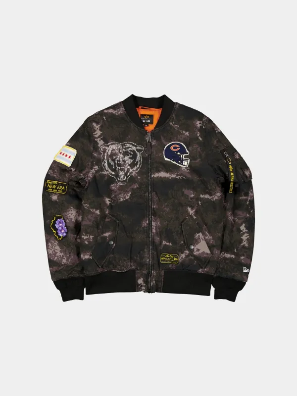 CHICAGO BEARS X ALPHA X NEW ERA MA-1 BOMBER JACKET (BLACK CAMO) sold by Alpha Industries
