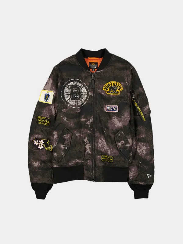BOSTON BRUINS X ALPHA X NEW ERA MA-1 BOMBER JACKET (BLACK CAMO) made by New Era