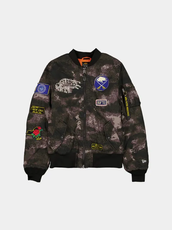 BUFFALO SABRES X ALPHA X NEW ERA MA-1 BOMBER JACKET (BLACK CAMO) made by New Era