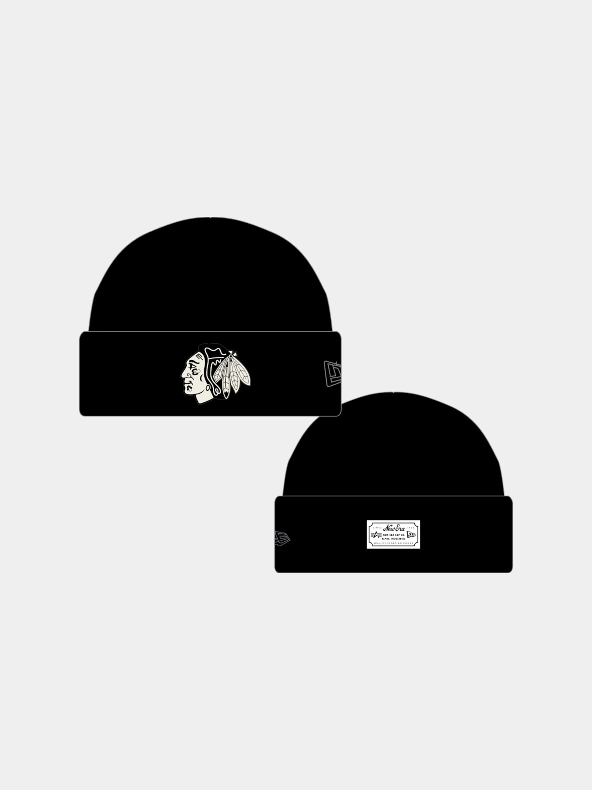 CHICAGO BLACKHAWKS X ALPHA X NEW ERA SHORT CUFF BEANIE sold by Alpha Industries product image thumbnail 4