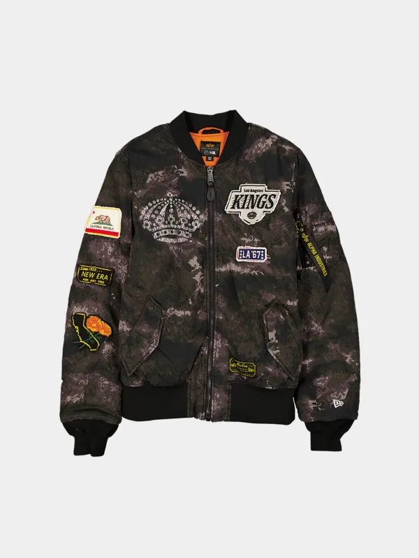 LOS ANGELES KINGS X ALPHA X NEW ERA MA-1 BOMBER JACKET (BLACK CAMO) sold by Alpha Industries
