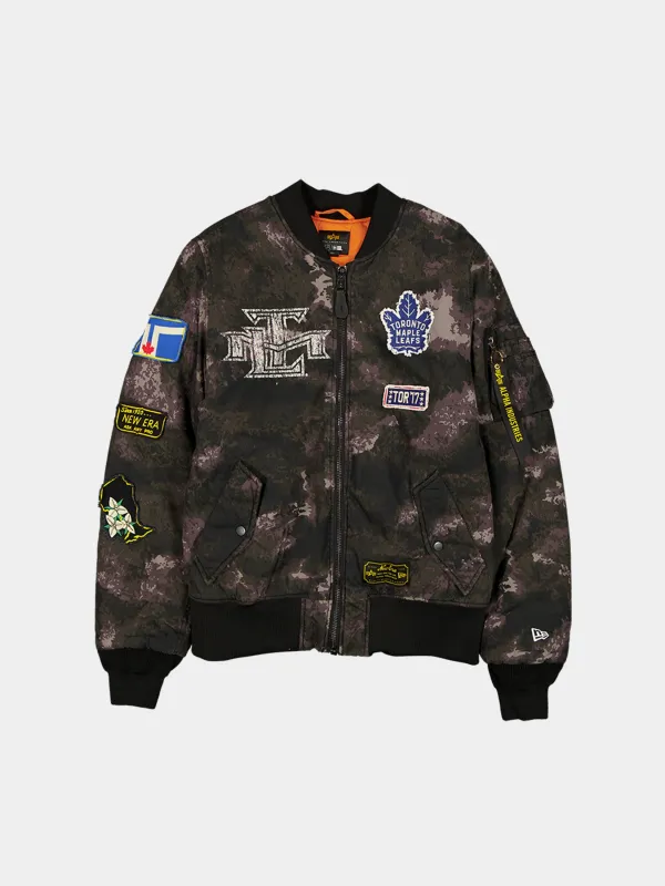 TORONTO MAPLE LEAFS X ALPHA X NEW ERA MA-1 BOMBER JACKET (BLACK CAMO) sold by Alpha Industries