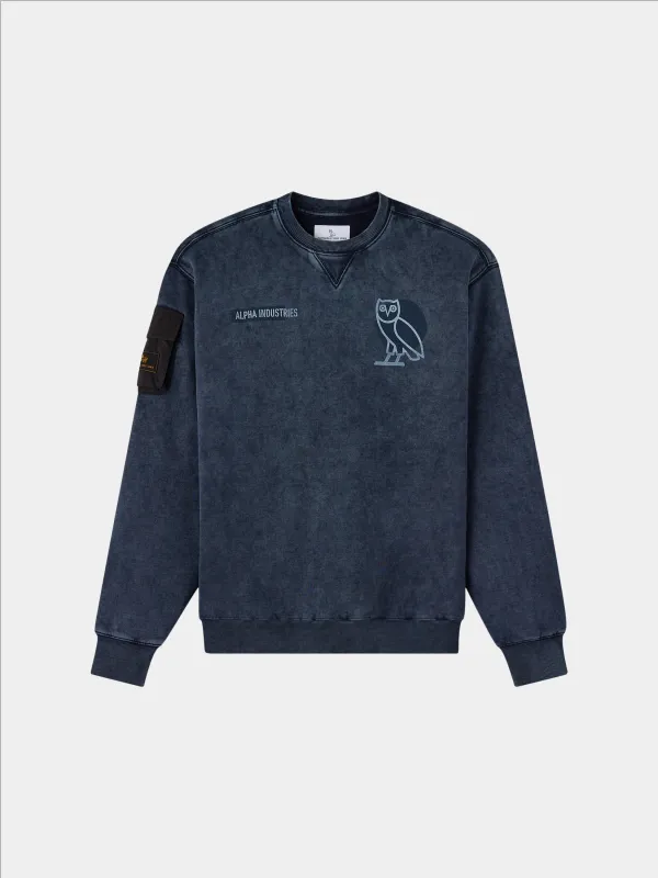 OVO X ALPHA GARMENT DYE CREWNECK sold by Alpha Industries