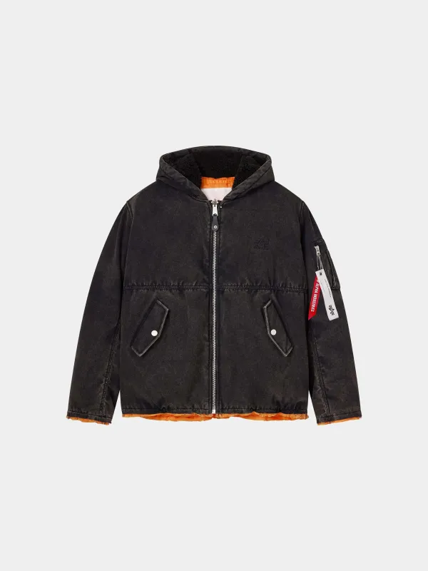 PURPLE X ALPHA HOODED BOMBER sold by Alpha Industries