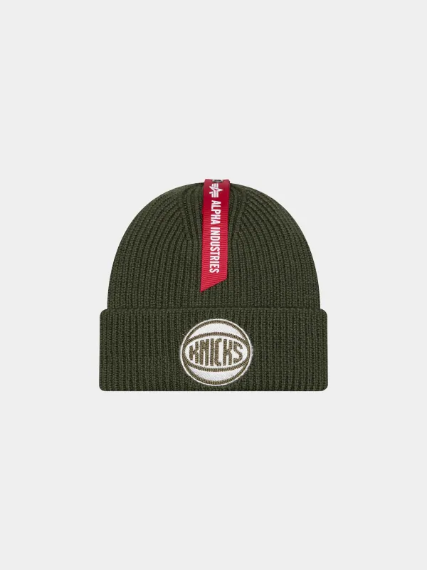 NEW YORK KNICKS X ALPHA X NEW ERA SHORT CUFF BEANIE sold by Alpha Industries