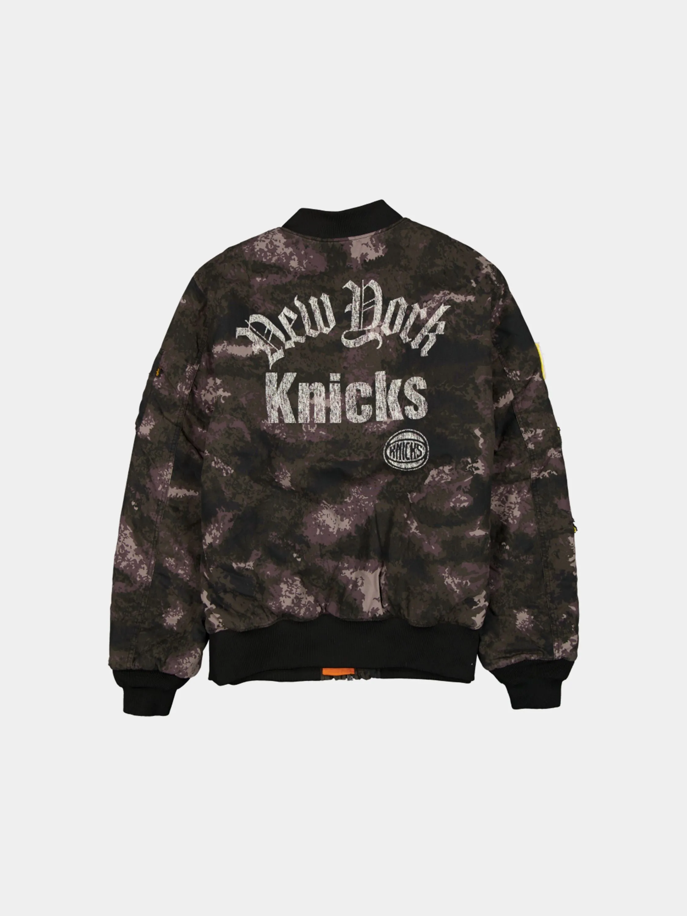 NEW YORK KNICKS X ALPHA X NEW ERA MA-1 BOMBER JACKET (BLACK CAMO) sold by Alpha Industries product image thumbnail 2