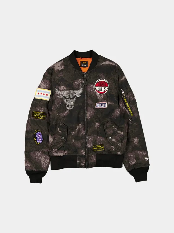 CHICAGO BULLS X ALPHA X NEW ERA MA-1 BOMBER JACKET (BLACK CAMO) sold by Alpha Industries