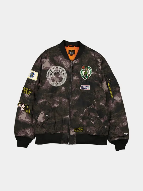 BOSTON CELTICS X ALPHA X NEW ERA MA-1 BOMBER JACKET (BLACK CAMO) sold by Alpha Industries