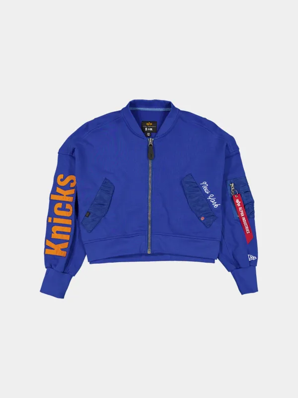NEW YORK KNICKS X ALPHA X NEW ERA L-2B FRENCH TERRY JACKET WOMENS sold by Alpha Industries