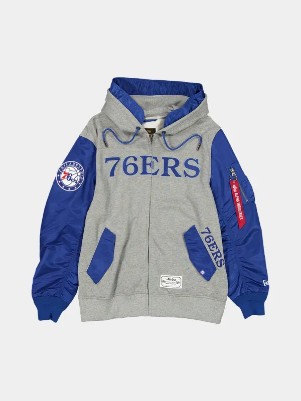 PHILADELPHIA 76ERS X ALPHA X NEW ERA MA-1 ZIP UP HOODIE sold by Alpha Industries