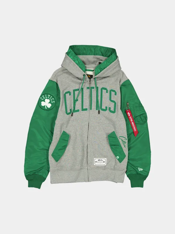 BOSTON CELTICS X ALPHA X NEW ERA MA-1 ZIP UP HOODIE sold by Alpha Industries