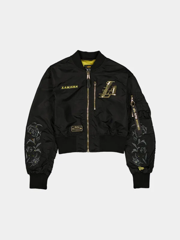 LOS ANGELES LAKERS X ALPHA X NEW ERA L-2B CROPPED BOMBER JACKET WOMENS sold by Alpha Industries