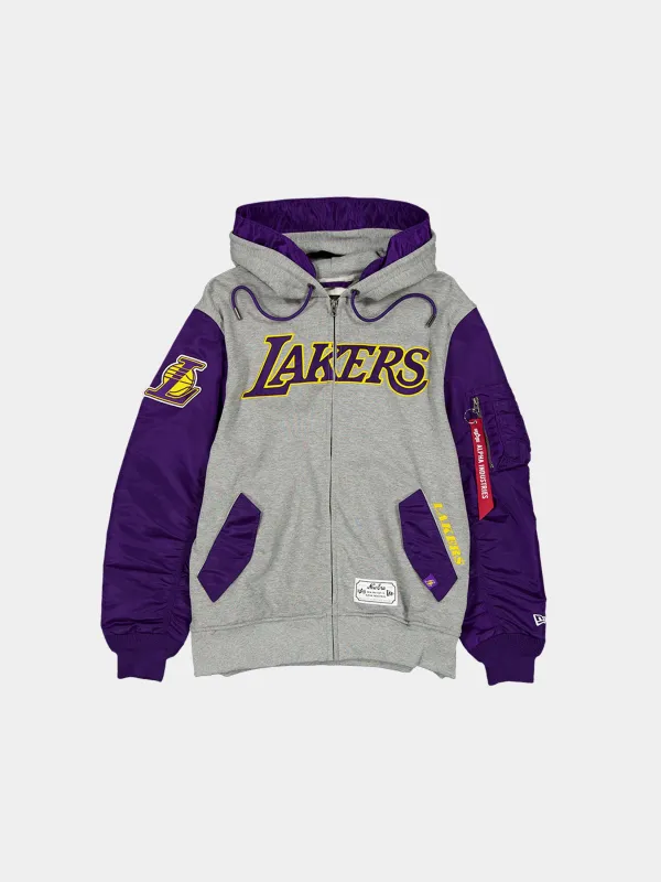 LOS ANGELES LAKERS X ALPHA X NEW ERA MA-1 ZIP UP HOODIE sold by Alpha Industries