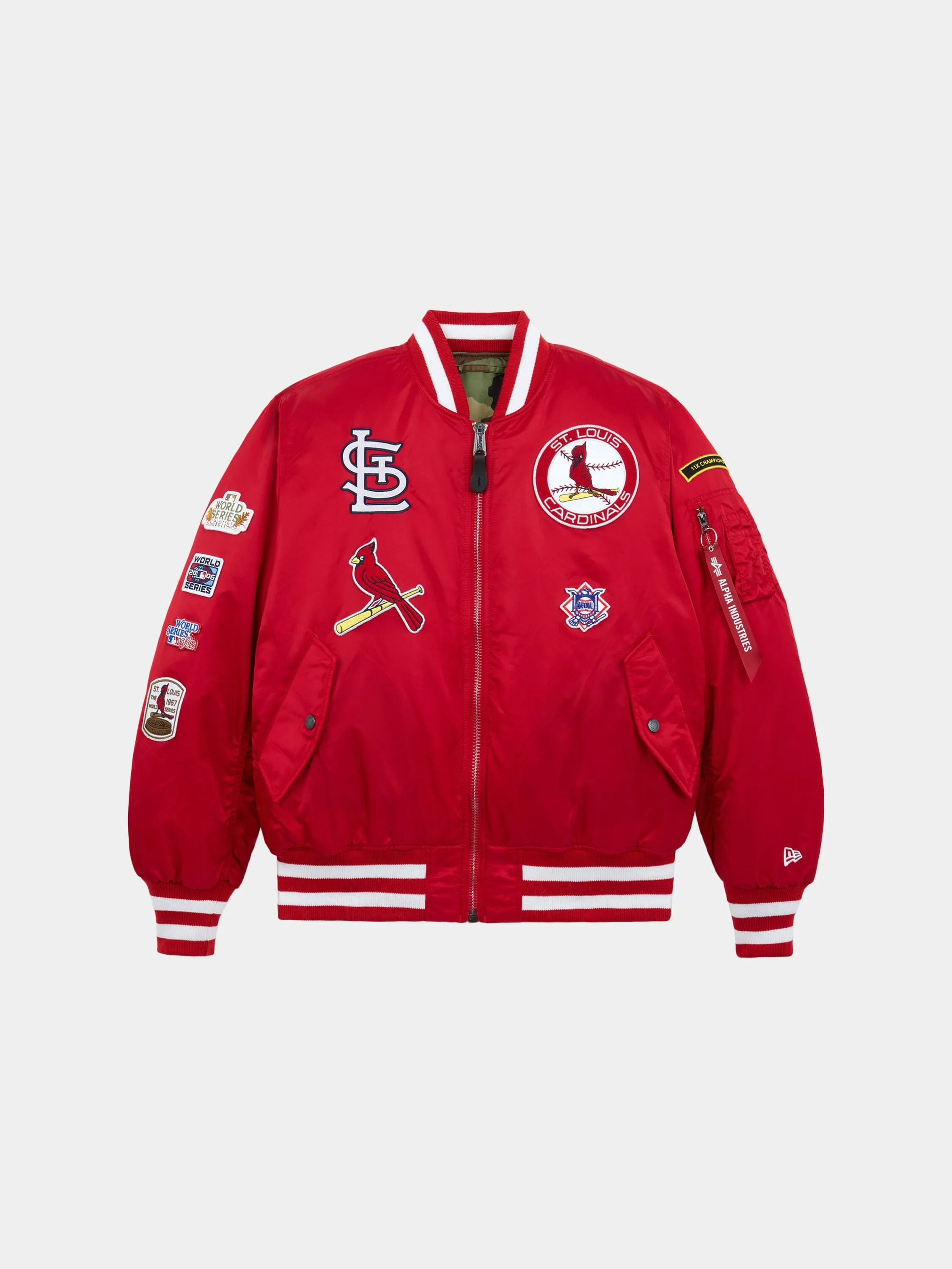 ST. LOUIS CARDINALS X ALPHA X NEW ERA MA-1 BOMBER JACKET (SPEED RED) sold by Alpha Industries