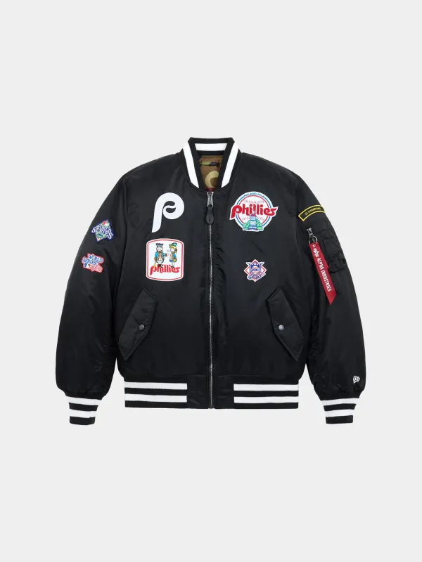 PHILADELPHIA PHILLIES X ALPHA X NEW ERA MA-1 BOMBER JACKET sold by Alpha Industries