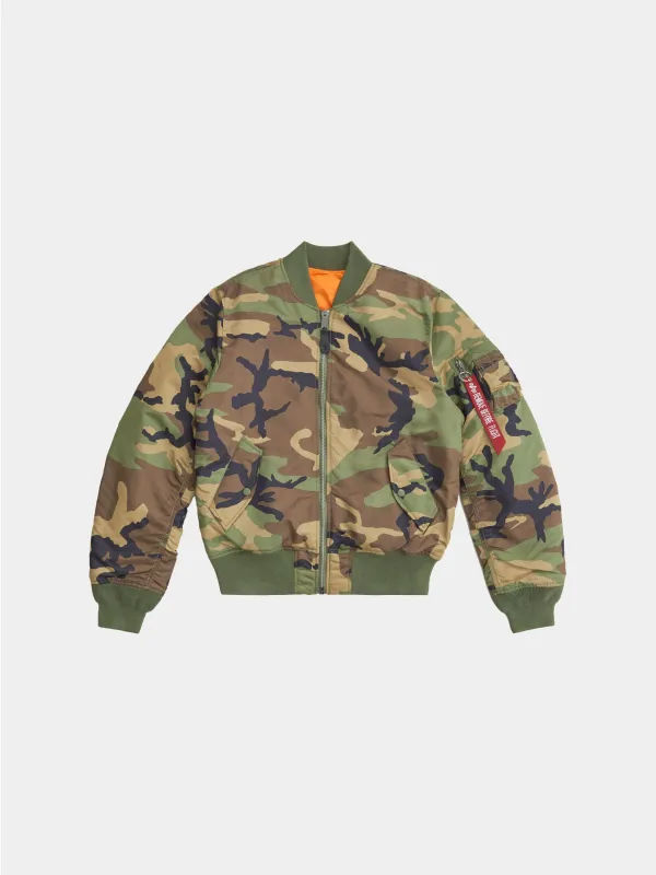 MA-1 BOMBER JACKET SLIM FIT (WOODLAND CAMO) sold by Alpha Industries