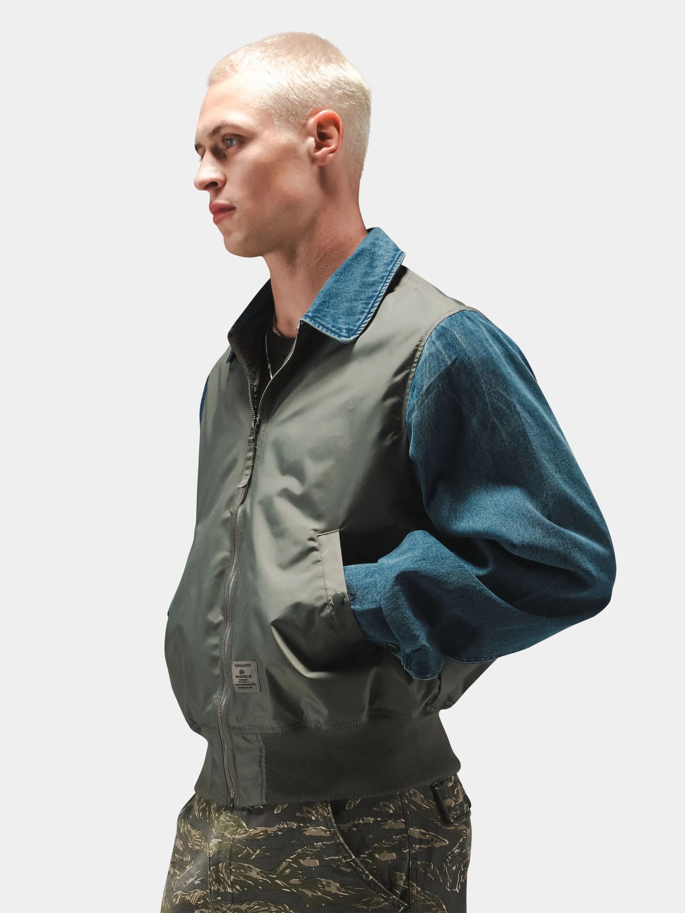 DENIM RELAXED MIXED MEDIA FLIGHT JACKET sold by Alpha Industries product image thumbnail 3