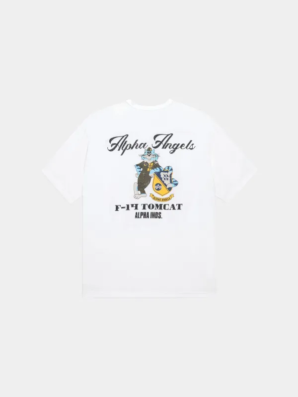 RELAXED ALPHA ANGELS TEE (WHITE, REPLICA BLUE) made by Alpha Industries