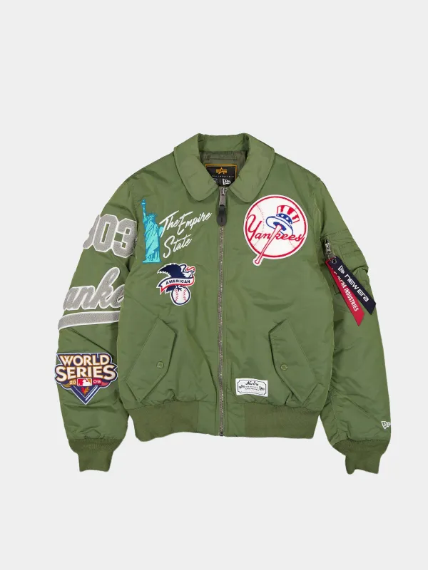 NEW YORK YANKEES X ALPHA X NEW ERA MA-1 COLLARED BOMBER JACKET (GREEN) made by Alpha Industries