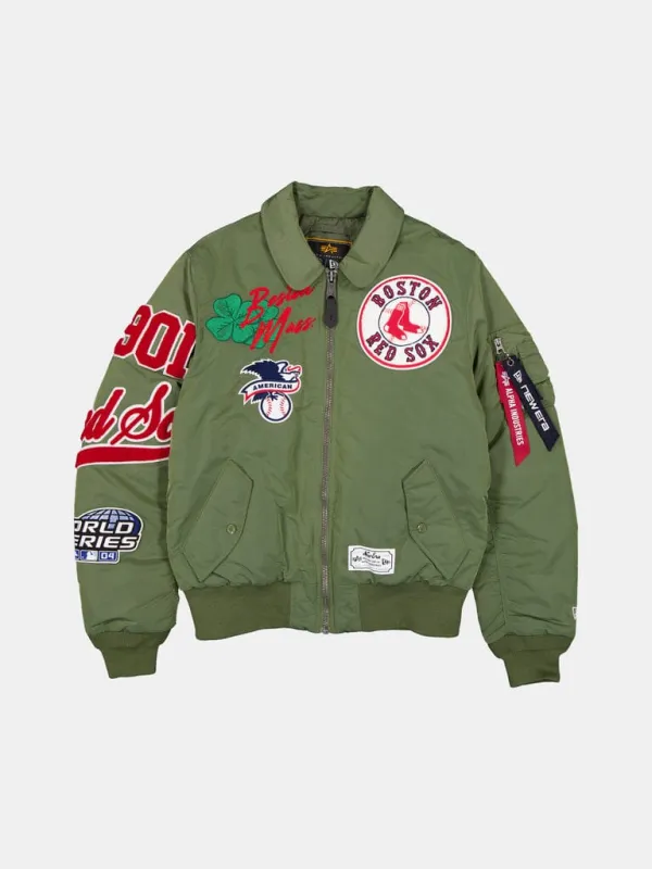 BOSTON RED SOX X ALPHA X NEW ERA MA-1 COLLARED BOMBER JACKET made by Alpha Industries