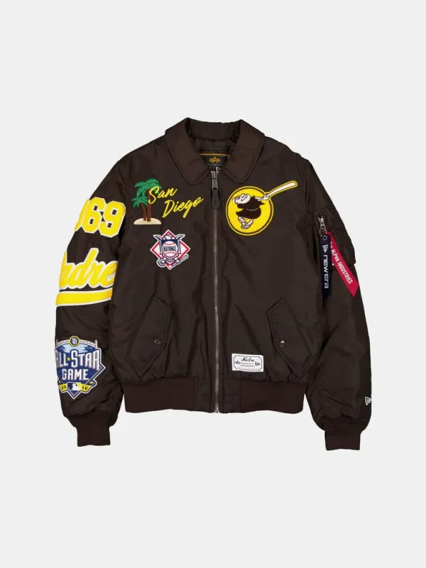 SAN DIEGO PADRES X ALPHA X NEW ERA MA-1 COLLARED BOMBER JACKET made by Alpha Industries
