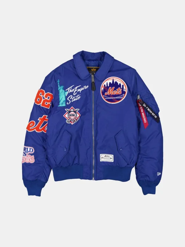 NEW YORK METS X ALPHA X NEW ERA MA-1 COLLARED BOMBER JACKET made by Alpha Industries