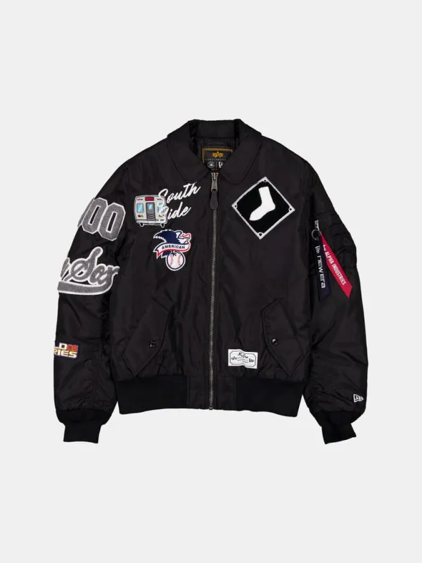 CHICAGO WHITE SOX X ALPHA X NEW ERA MA-1 COLLARED BOMBER JACKET made by Alpha Industries